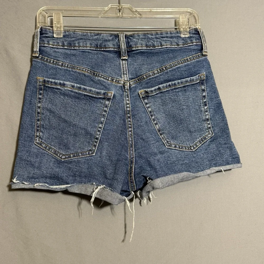 Old Navy Sky Hi A Line Jean Shorts Sz 6 Raw Hem Button Fly 2 Pair Lot Denim Blue - Picture 8 of 15
